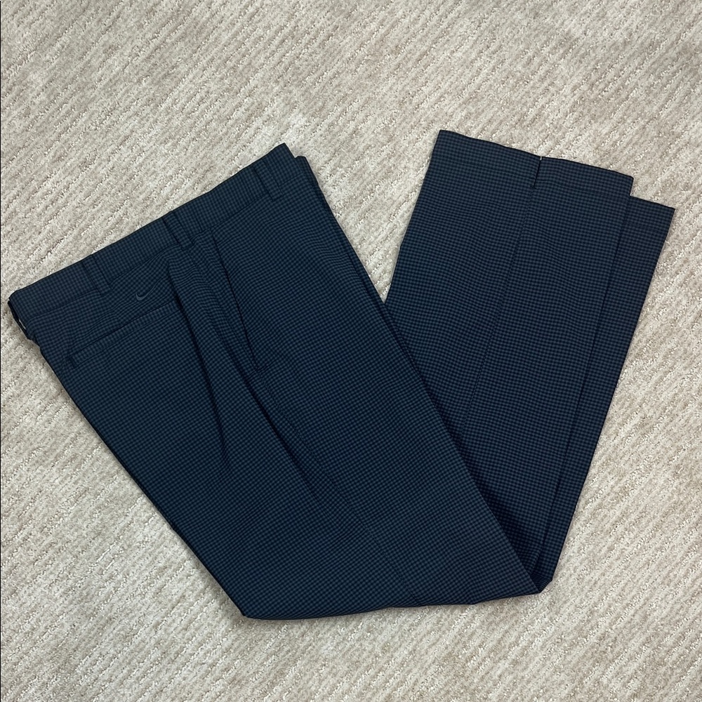 Nike Golf Dri-FIT Pants Men’s 34x32 Navy Micro Plaid Flat Front Straight Leg